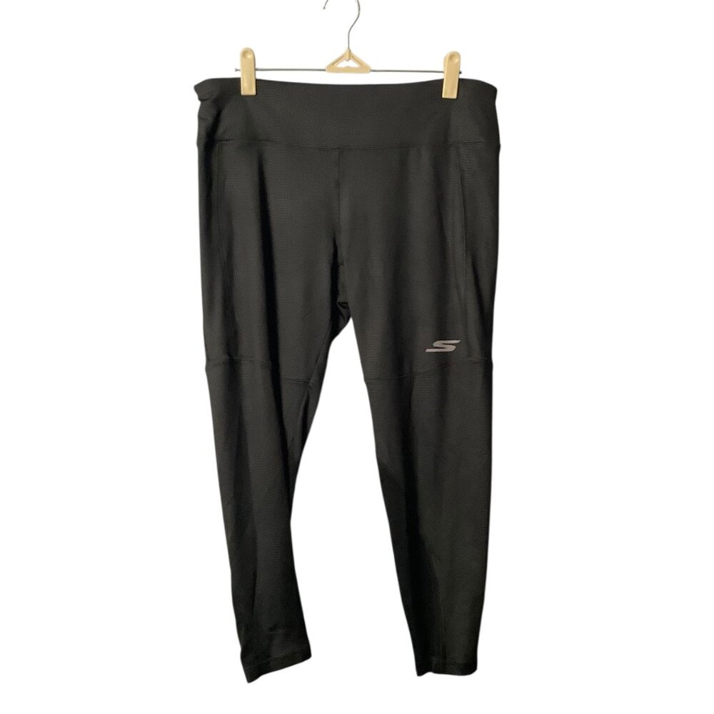 Skechers Performance Women Activewear Leggings Large Black Stretch Mesh Panels